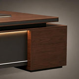L Shaped Executive Desk with Combination Lock Drawer, 78 inch Large Computer Desk