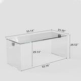 NessCarsti 53.14" Glass Office Desk, Modern Rectangular Computer Desk