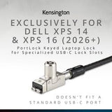 PortLock Keyed Laptop Lock for USB-C Lock Slots, Anti-Theft Carbon Steel Cable, Fits USB-C Security Slots