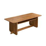 zhongxlla Standing Desk, Solid Wood Desk Dining Table with Open Shelves