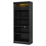 83.4" Tall Bookcase with LED Light, 5-Tier Wood Bookshelves with Adjustable Storage Shelves for Living Room Home Office