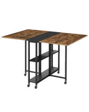 CHOEZON Folding Dining Table, Movable Dining Table, Expandable Kitchen Table, Versatile Table with 6 Wheels and 2-Tier Shelf