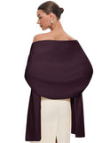 PULI Women's Burgundy Pashmina Shawl Wraps for Evening Dress Large Scarf Blanket Long Wedding Bridal Winter Warm Shoulder Wrap
