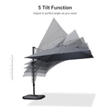 PURPLE LEAF 9.8' X 9.8' Left-right Tilting Patio Umbrella Outdoor Cantilever Swivel Square Umbrella Aluminum Offset Umbrella with 360-degree Rotation for Garden Deck Pool Patio Light Grey