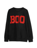 Drvitor Womens Halloween Sweatshirt BOO Print Design Top (Black, X-Large)