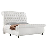 Jocisland Queen Size Bed Frame with Sleigh Headboard & Footboard, White