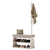 YQJJGL Coat Rack with Shoe Storage,Entryway Shoe Bench whit 8 Hook for Offices Bedroom Living Room,Small Shoe Bench,Walnut