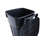 32 Gallon Wheeled Outdoor Garbage Can with Attached Snap Lock Lid and Heavy-Duty Handles