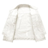 Hixiaohe Spring Summer Jean Jacket for Women Trendy Half Sleeve Button Down Short Denim Jacket Retro Cropped Trucker Coat