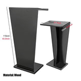 110cm Black Lectern Podium Stand Adjustable Wooden Presentation Desk for Public Speaking Conferences