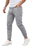 GINGTTO Mens Slim fit Joggers Chino Fitted Casual Lightweight Pants for Men Outdoor Drawstring (Light Grey,28)