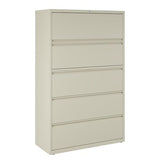 Pemberly Row 42-in Wide Metal 5 Drawer Lateral Filing Cabinet, Putty/Beige Finish