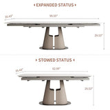 Extendable Sintered Stone Dining Table Seats 8-10 People. Modern Telescopic Dining Table with Leather Base