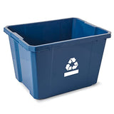 Living Medium Curbside Blue Box, Plastic 17 Gallon/64 Litre Home Trash Can Refuse and Recycling Bin