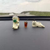 RCAGCAT 3 Pcs Cute Cat Accessories,Mini Rearview Mirror Dashboard Ornaments