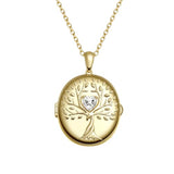 TOTWOO AI Smart Locket Necklace for Women, Tree of Life Memory Pendant with White Sapphire, Store Photos & Videos, AI Animated Picture Locket via App, Keepsake Gift for Couples Family Friends Pets