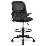 Primy Drafting Chair Tall Office Chair with Flip-up Armrests Executive Ergonomic Computer Standing Desk Chair (Black)