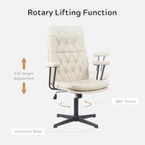 EYYTHUNG Desk Chair No Wheels with Arms Crossleg Stationary Ergonomic Soft Cushion