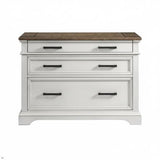 Ashford & Sons 42" Wood Lateral File Cabinet, Knotty Oak Veneer, Rustic White