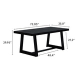 Plank+Beam 72 Inch Farmhouse Dining Table, Solid Wood Rustic Kitchen Table, Large Wooden Rectangular Dinner Table for Dining Room, Black