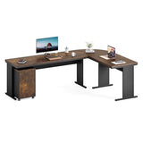 LITTLE TREE 83 Inch L-Shaped Office Desk with Drawers, Large Executive Office Desk