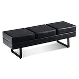 Waiting Room Chairs, Heavy Duty Office Guest Reception Bench, Faux Leather Upholstered Lobby Chairs for Salon