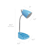 Simple Designs LD1056-BLU-LB 18.5" Gooseneck Organizer Desk Lamp with iPad Tablet Stand Book Holder and USB Port, with LED Bulb, Blue