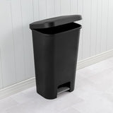 Sterilite 11.9 Gallon Rectangular Step On Kitchen Plastic Indoor Wastebasket with Wide Opening Lid and Comfort Handle for Home