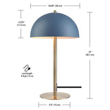 Globe Electric 52942 15" Blue Desk Lamp with Brass Accents, in-Line On/Off Rocker Switch, Ideal for Bedroom, Office Decor