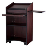 Pemberly Row Aristocrat Modern Wood Lectern, Non-Sound Podium with Slide-Out Shelf, Storage