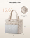 LOVEVOOK Puffer Tote Bag for Women, Quilted 15.6" Work Tote with Zipper, Large Travel Essentials Handbag with Cup Holder, Puffy Purse for Teacher, Nurse, Gym, Overnight, Carry On Shoulder Bag