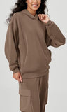 ODODOS Women's Modal Soft Oversized Hoodies Long Sleeve Hooded Sweatshirts Pullover Top with Kangaroo Pocket, Nutria, Small
