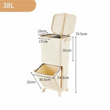 POGHDBXA Trash Can, Large Capacity Plastic Step Pedal Trash Can Bin Dual Compartment Hands Free Kitchen Bathroom