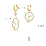 YOIHUR Glod Hoop Earrings with Asymmetric Cubic Zircon Drop, 14k Gold Plated Earrings Hypoallergenic Jewelry Valentine's Day Gifts, Unique Clocks Snakes Long Dangle Earring for Women