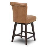 CHITA 26" Counter Height Swivel Bar Stools, Saddle Brown Faux Leather, 2-Pack