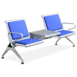 Office Guest Reception Chair with Table and Arms, Lobby Steel Reception Bench