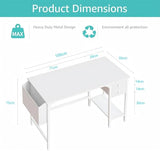 White Small Desk with Drawers - 40 Inch Computer Desk for Small Space Home Office, Modern Simple Study Writing Table PC Desks