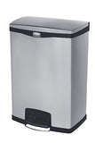 Rubbermaid Commercial Slim Jim Stainless Steel Front Step-On Wastebasket, 24 gal, Black Trim
