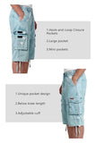 Heyfanee Mens Cargo Jean Shorts Relaxed Fit Denim Shorts for Men Blue Baggy Loose Fit Jorts Below Knee 32