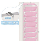 AOODA 10 Tier Clear Over the Door Shoe Organizer Storage, Deep Pockets Large Hanging Shoe Rack for Closet Door, Fit 20 Pairs Shoe Holder Hanger for Sneakers, Boots (Pink)