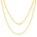 Nuragold 10k Real Yellow Gold Cuban Curb Solid Link Chain