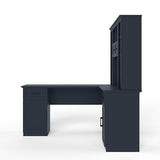 KEIKI L Shaped Computer Desk with Storage Shelves, 2 Drawers & 2 Cabinets
