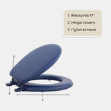 Toilet Seat, Navy - 17 Inch Soft Vinyl Cover with Comfort Foam Cushioning Achim Home Furnishings