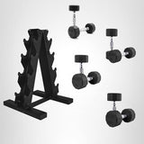 CAP 100 LB Coated 12-Sided Chrome Handle Dumbbell Weight Set with Vertical Rack