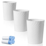 UUJOLY Bathroom Small Trash Can with Trash Bag Plastic Garbage Can Round Waste Basket for Bathrooms (White)