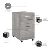 Bush Business Furniture Echo 3 Drawer Mobile File Cabinet in Gray Sand