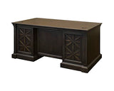 Traditional Wood Double Pedestal Executive Desk, Writing Table, Office Desk, Fully Assembled, Dark Brown