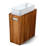 Coeusy 3 Gallon Wooden Trash Can with Liner,Small Solid Wood Bathroom Trash Can