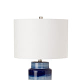 Pemberly Row Coastal Table Lamps, Set of 2, 30-Inch Ceramic Base, Navy and White Finish, Linen Hardback Shades, 3-Way Switch, Coastal Style Lighting for Living Room or Bedroom