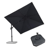 PURPLE LEAF 9.8' X 9.8' Tilting Patio Umbrella with Base Outdoor Cantilever Swivel Square Umbrella, Grey